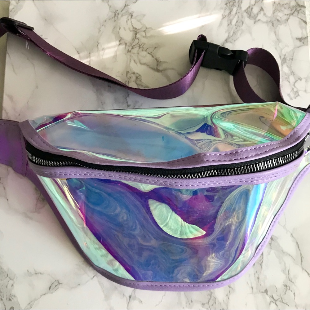 NWOT IRIDESCENT WITH PURPLE LINING FANNY PACK